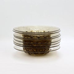 Set of Eight Pauly & Co. Light Amber Etched Venetian or Murano Glass Bowls