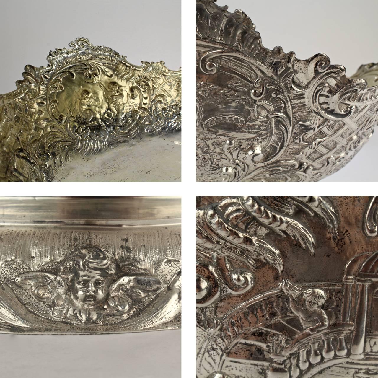 19th Century German Rococo Revival Repoussé 800 Silver Centerpiece or ...