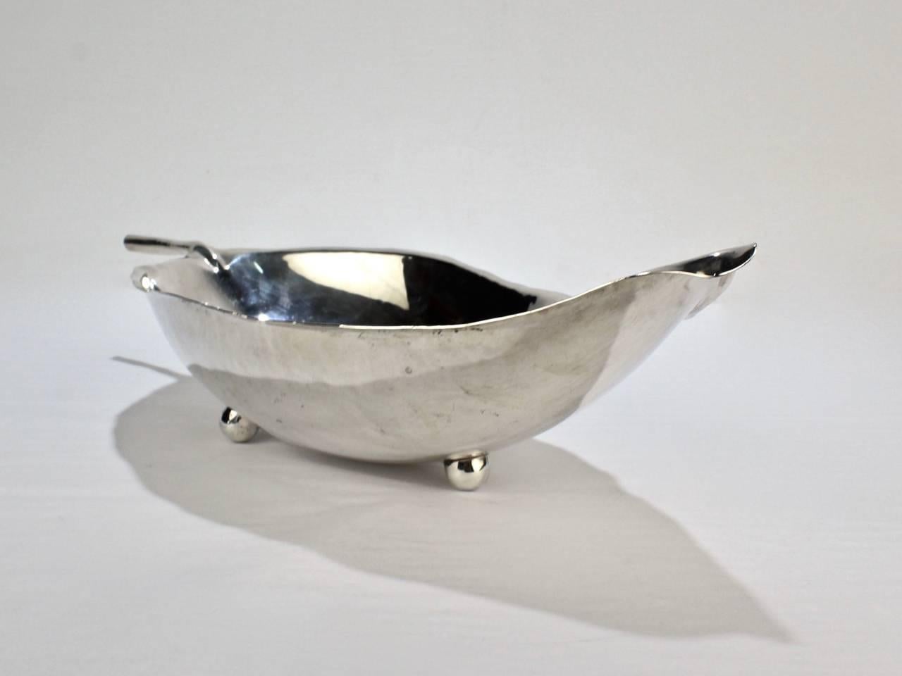 Mid-Century Modern Large Mid-Century Sterling Silver Leaf Bowl by Alfredo Sciarrotta for Cartier