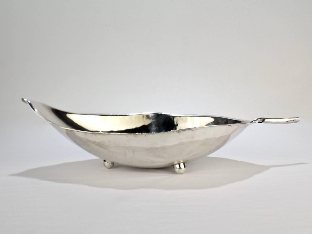 American Large Mid-Century Sterling Silver Leaf Bowl by Alfredo Sciarrotta for Cartier