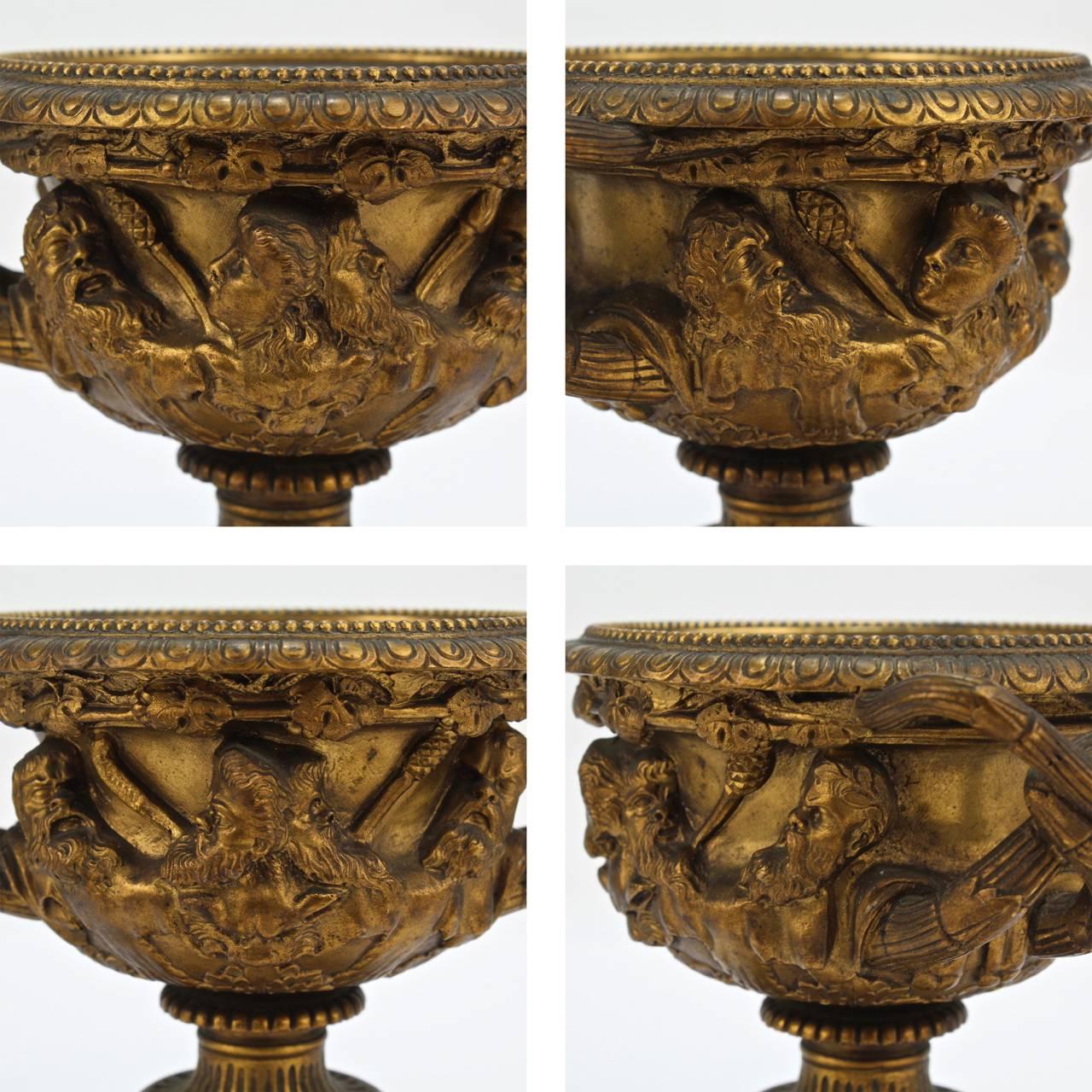 Antique 19th Century Grand Tour Cabinet Size Gilt Bronze Warwick Vase or Urn 1