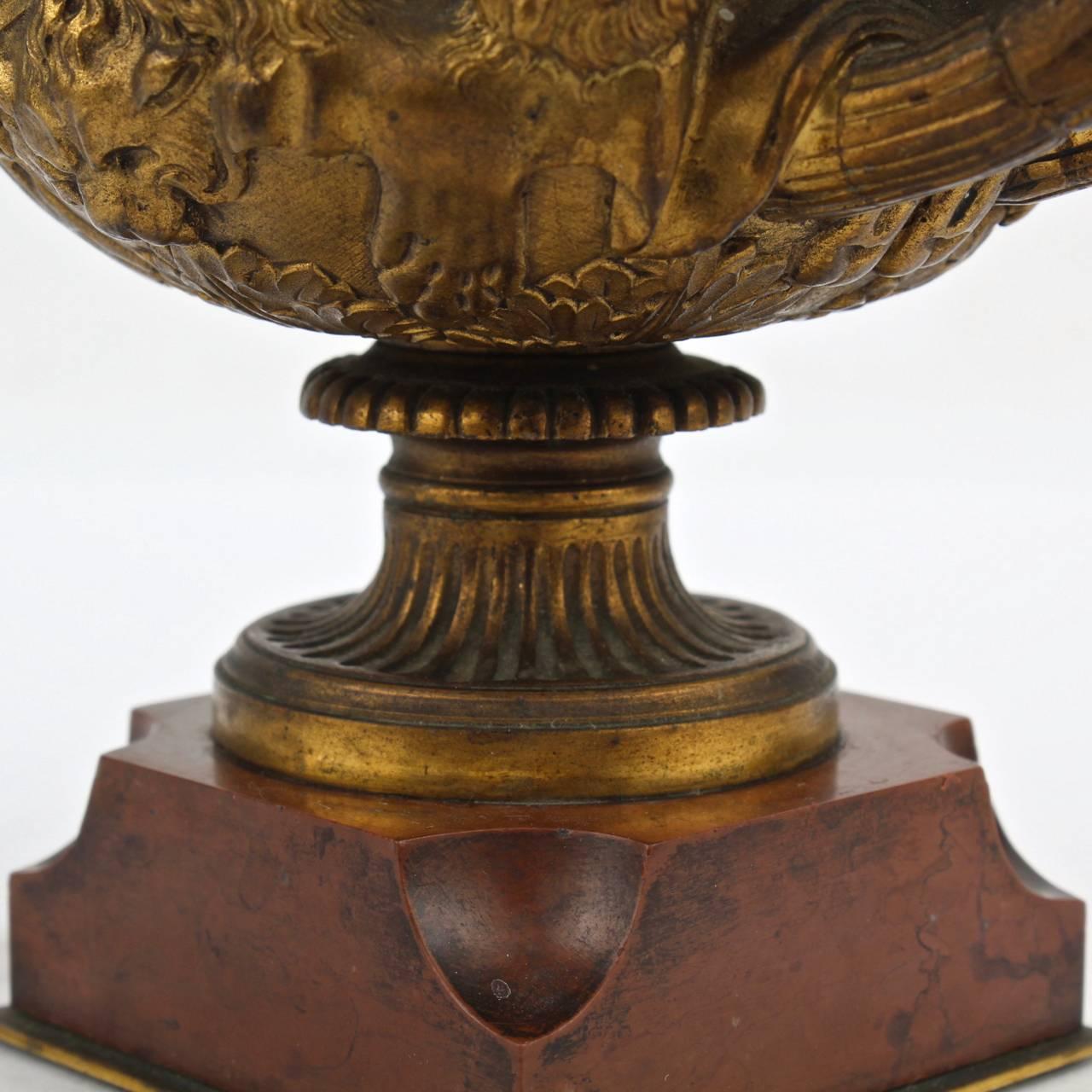 Antique 19th Century Grand Tour Cabinet Size Gilt Bronze Warwick Vase or Urn 2