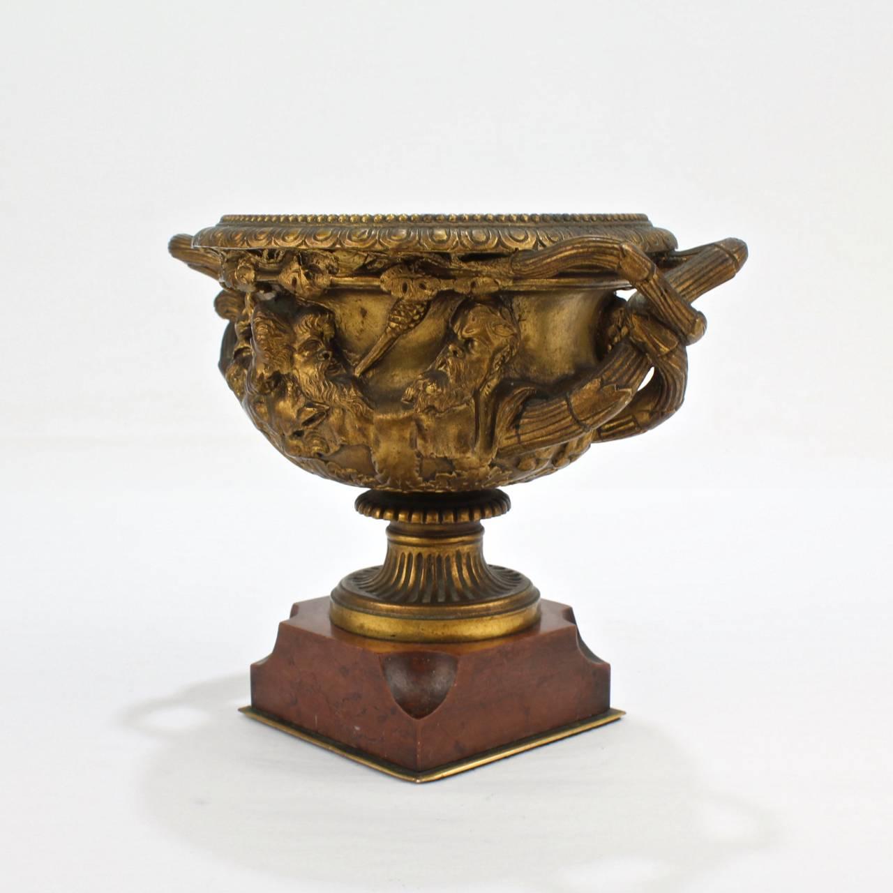 Antique 19th Century Grand Tour Cabinet Size Gilt Bronze Warwick Vase or Urn 3