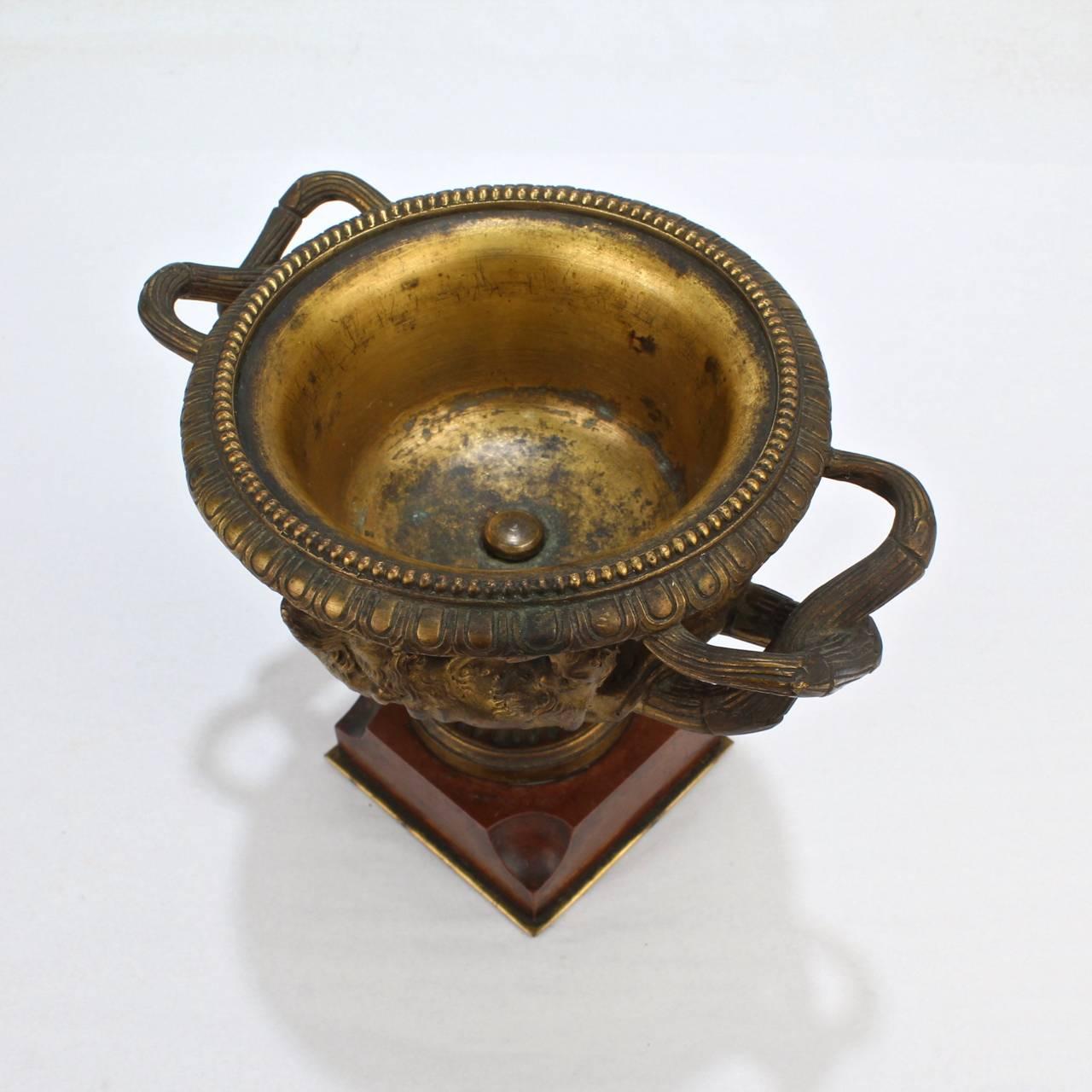 Antique 19th Century Grand Tour Cabinet Size Gilt Bronze Warwick Vase or Urn 4