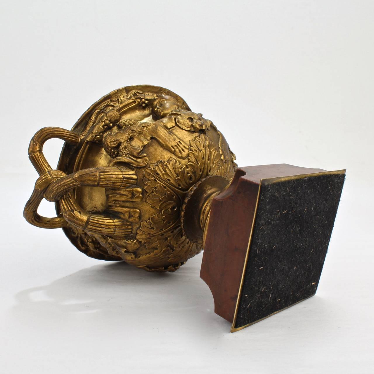 Antique 19th Century Grand Tour Cabinet Size Gilt Bronze Warwick Vase or Urn 5