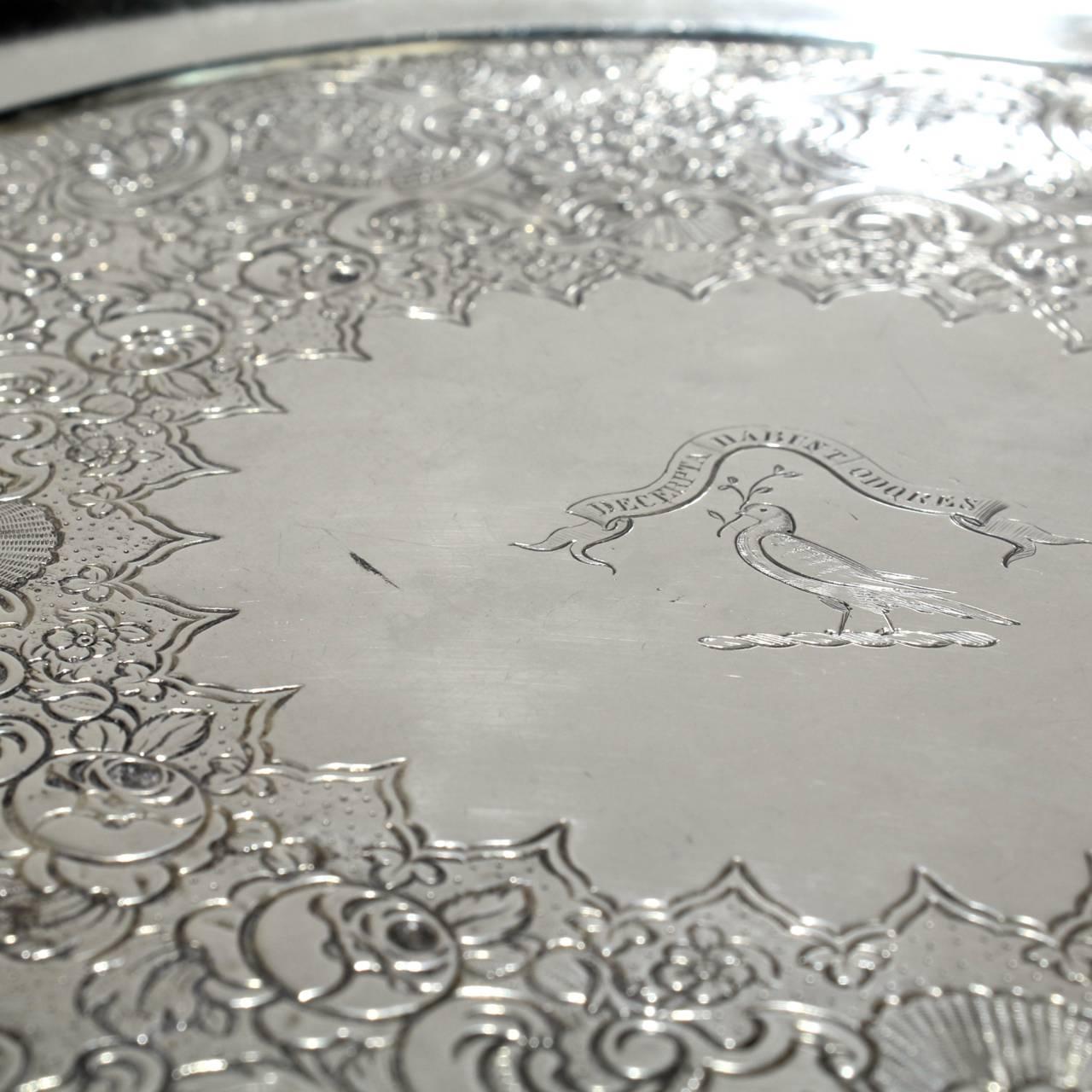 Antique Crested Scottish Sterling Silver Salver or Tray by George McHattie 4
