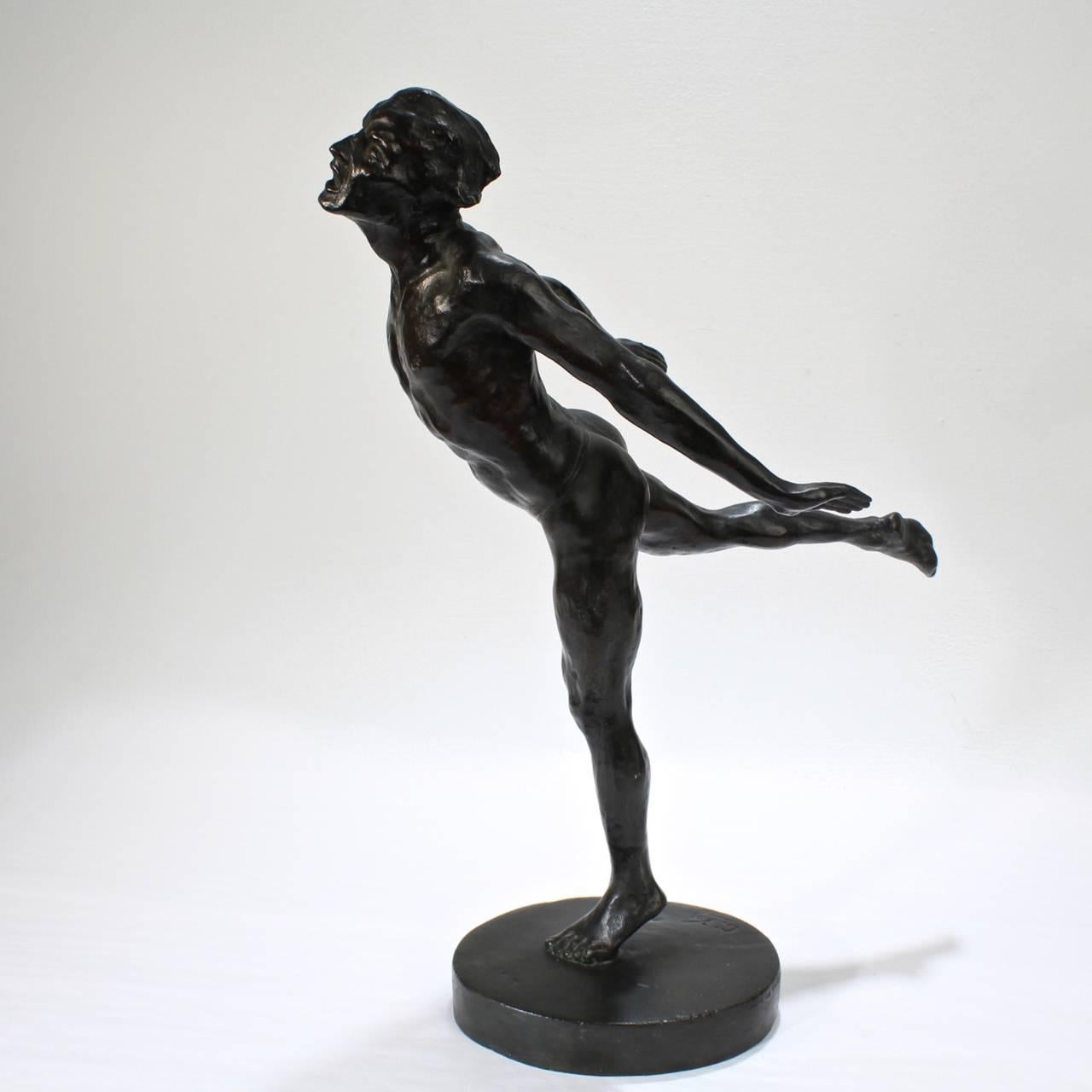 Goldscheider French Art Deco Bronze Sculpture of a Nude Male Ballet