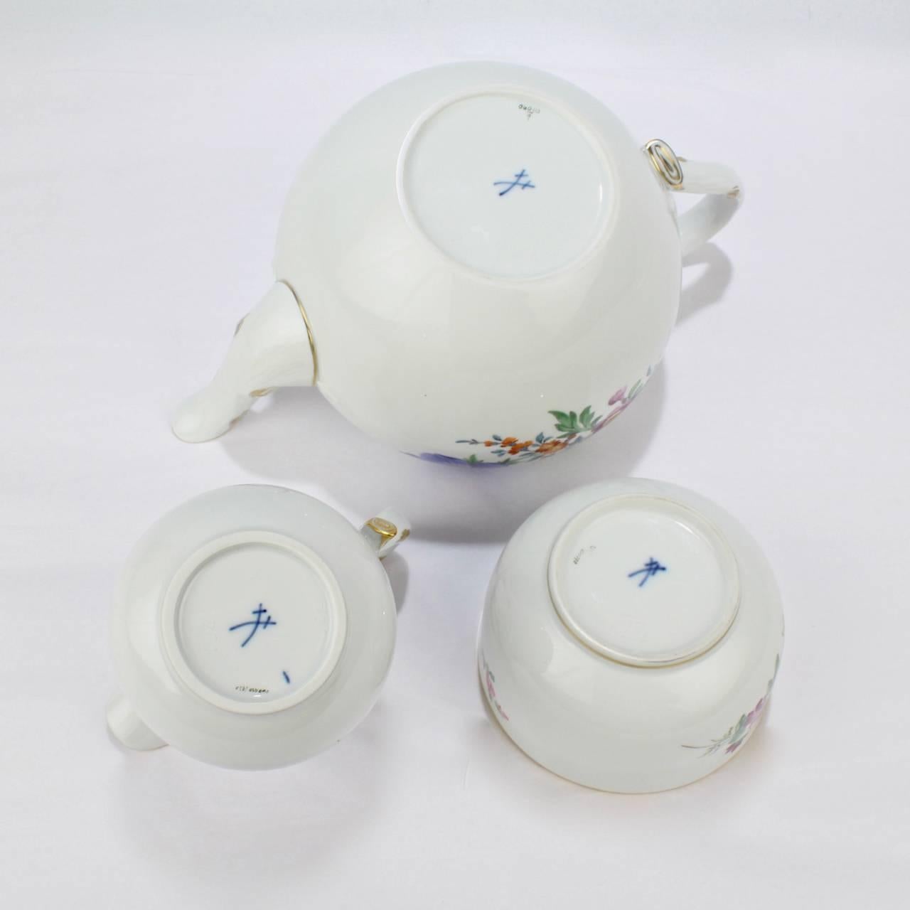 Meissen Porcelain Tea Set with 'Deutsche Blumen' Flower Decoration, 20th Century 4