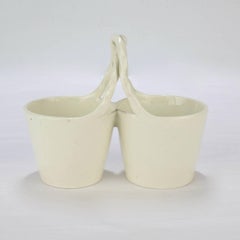 Antique 18th Century Wedgwood Creamware Basket Form Double Salt Cellar