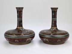 Pair of Large Antique Japanese Meiji Period Cloisonne Vases