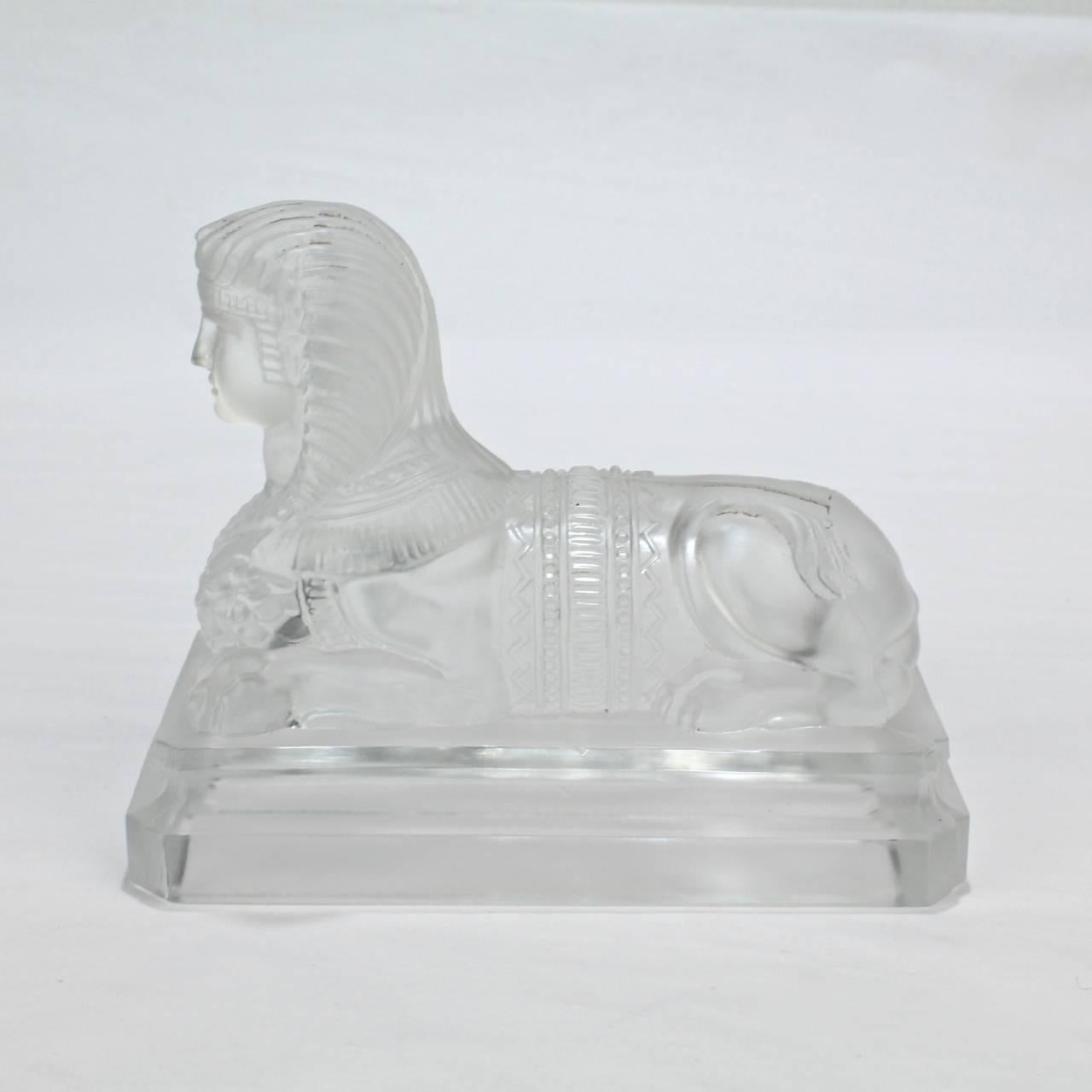 19th Century Antique French Egyptian Revival Frosted Glass Sphinx Paperweight by Saint Louis