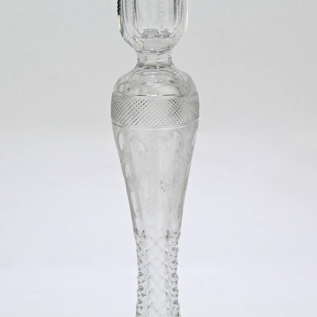 Antiguo candelero americano de cristal tallado brillante y esmalte guilloché de plata de ley en Bueno estado para la venta en Philadelphia, PA