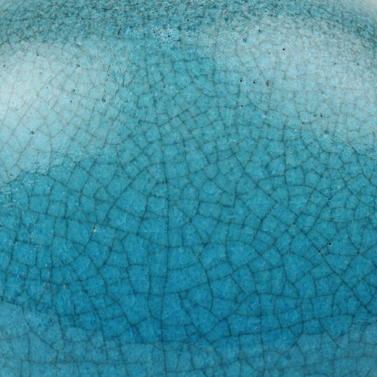 Large Art Deco Turquoise Crackle Glaze Majolica Vase by F Glatzle for Karlsruhe 4