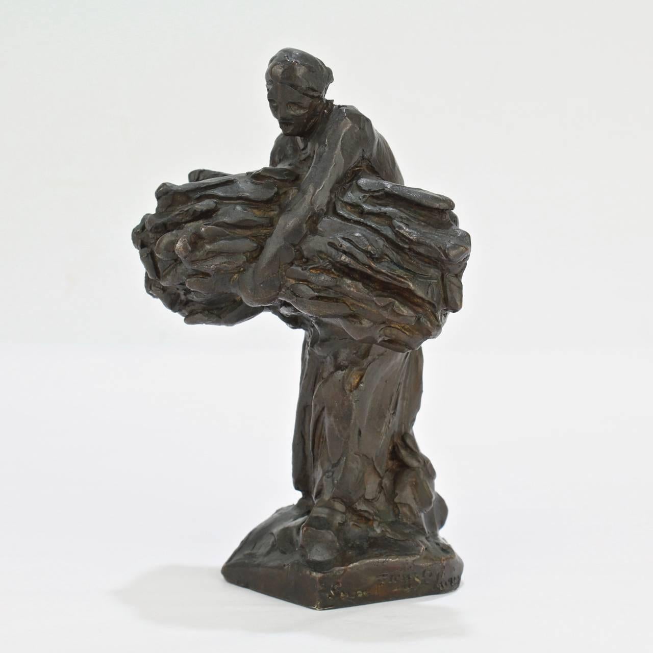 A very Fine small-scale sculpture of a woman harvesting wheat by Aime Jules Dalou (1838-1902).

A cire perdue model cast by Susse Freres in Paris.

Signed in the base: DALOU / Susse Fres Edts Paris / cire perdue / and with the Susse Freres