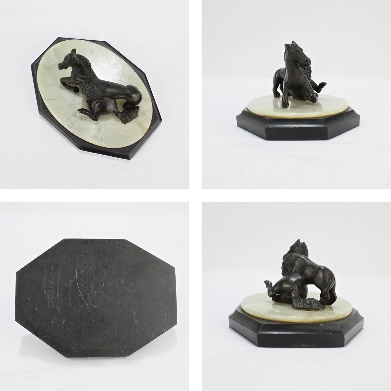 19th Century Grand Tour Lion Attacking a Horse Miniature Bronze Sculpture For Sale 4