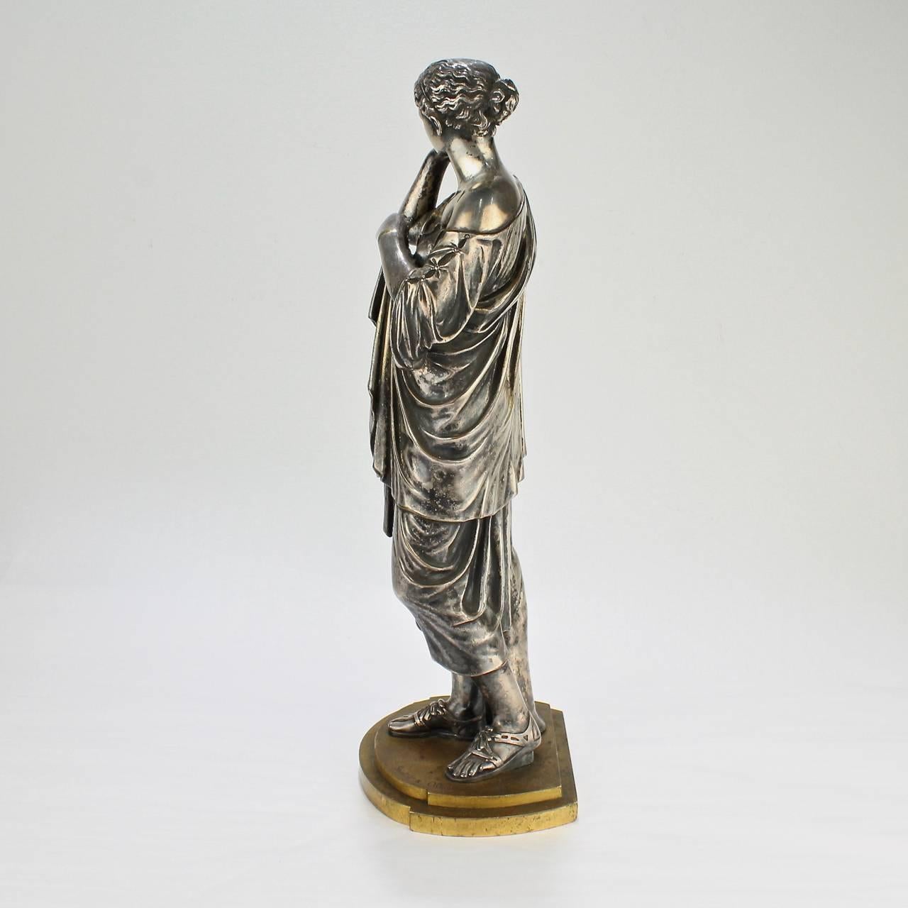 A finely scaled model of the Diane de Gabies published by Gautier and Albinet.

With a wonderful distressed silvered surface throughout. 

The Diane de Gabies is modeled after the ancient Greek sculpture found in the Villa Borghese and