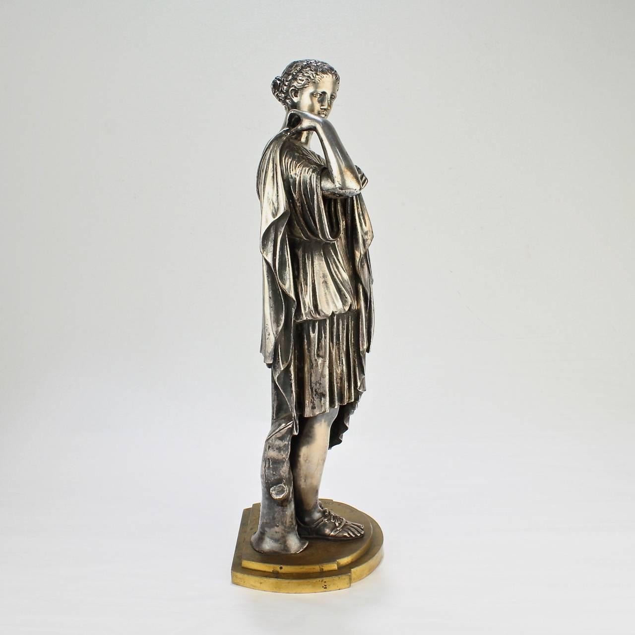 Sculpture Grand Tour en bronze de Diane de Gabies Argenté par Gautier & Albinet Abîmé - En vente à Philadelphia, PA