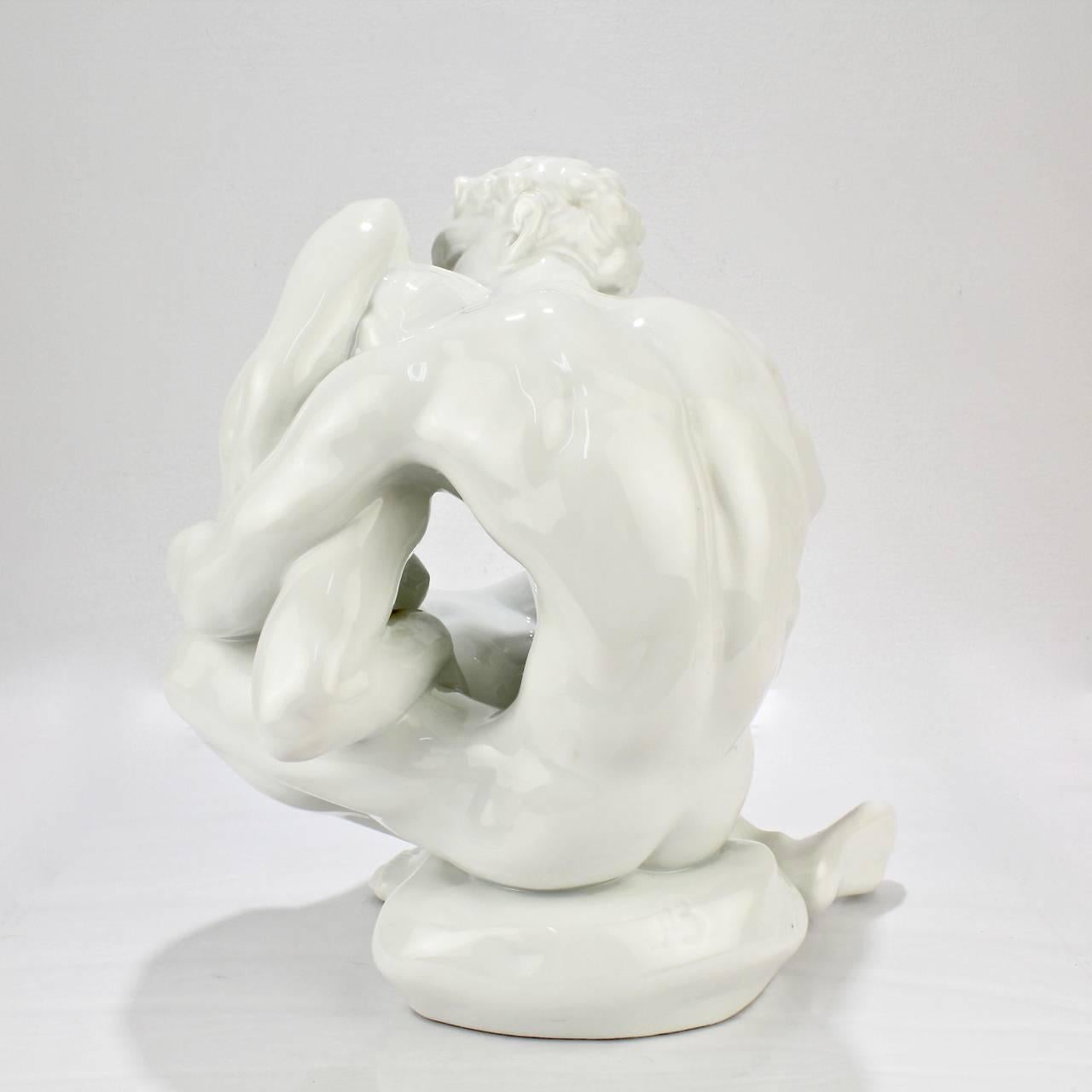 Danish Art Deco Dahl Jensen Erotic Porcelain Nude Man and Woman Paradise Figurine