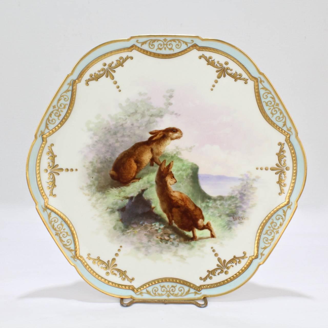19th Century 12 French Limoges Porcelain Narcisse Vivien Hand-Painted Game Plates
