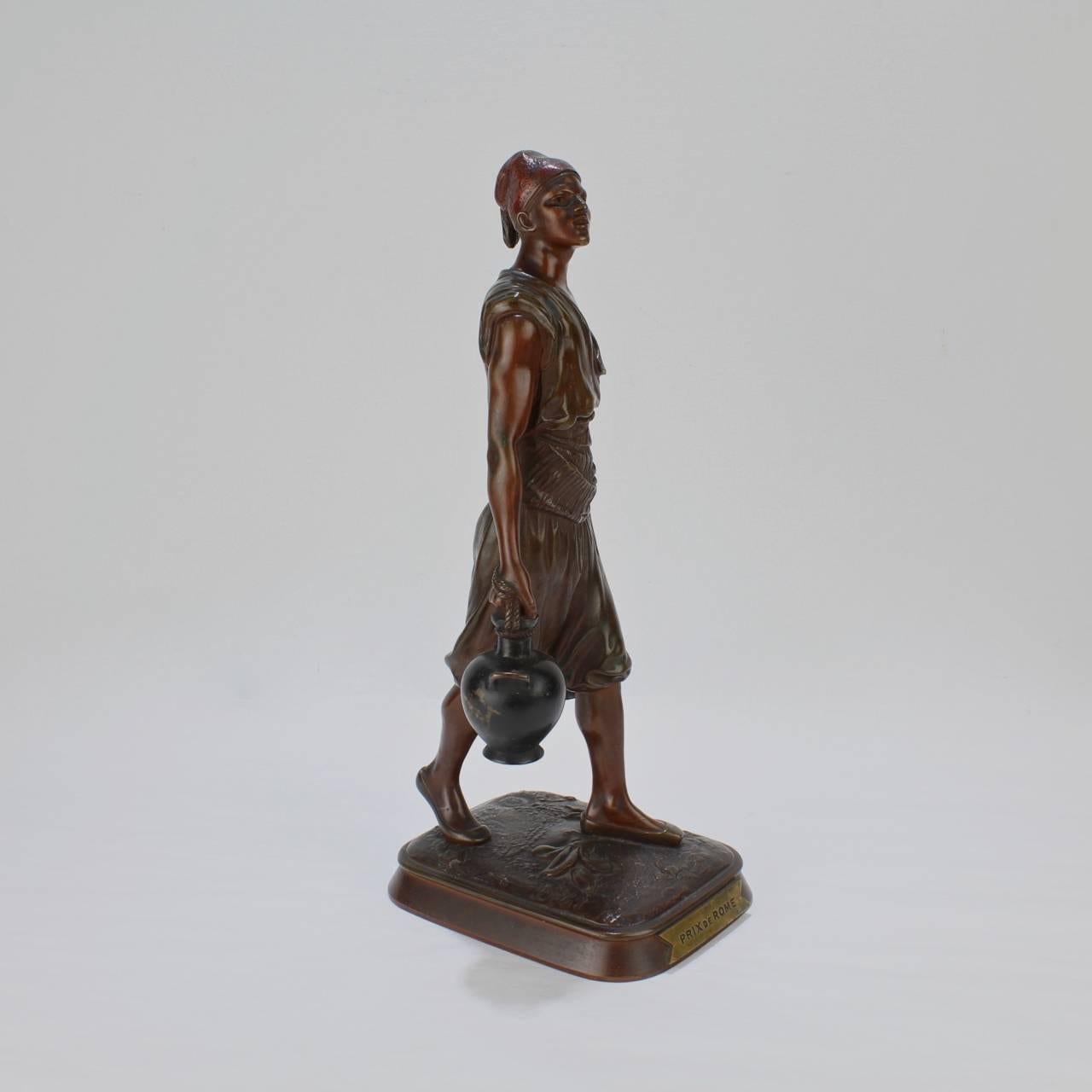 French Orientalist Bronze Tunisian Water Carrier Sculpture by Jean-Didier Debut In Good Condition For Sale In Philadelphia, PA