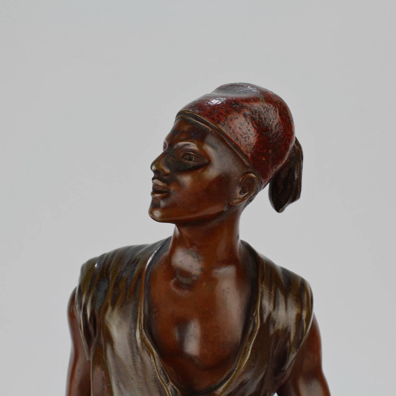 19th Century French Orientalist Bronze Tunisian Water Carrier Sculpture by Jean-Didier Debut For Sale