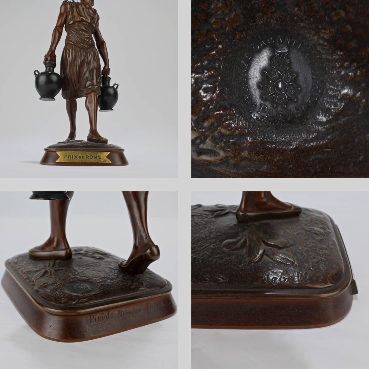 Scultura orientale francese in bronzo con portatore d'acqua tunisino di Jean Didier Debut in vendita 3