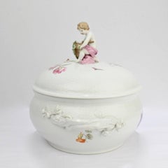 Antique KPM Royal Berlin Porcelain Hand-Painted Tureen with Cornucopia & Cherub