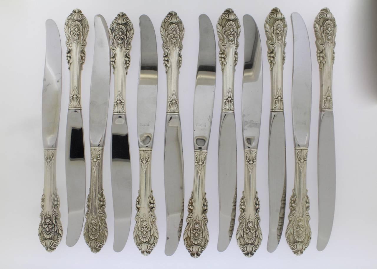 75-Piece Sir Christopher Sterling Silver Flatware Set by Wallace Silversmiths In Good Condition In Philadelphia, PA