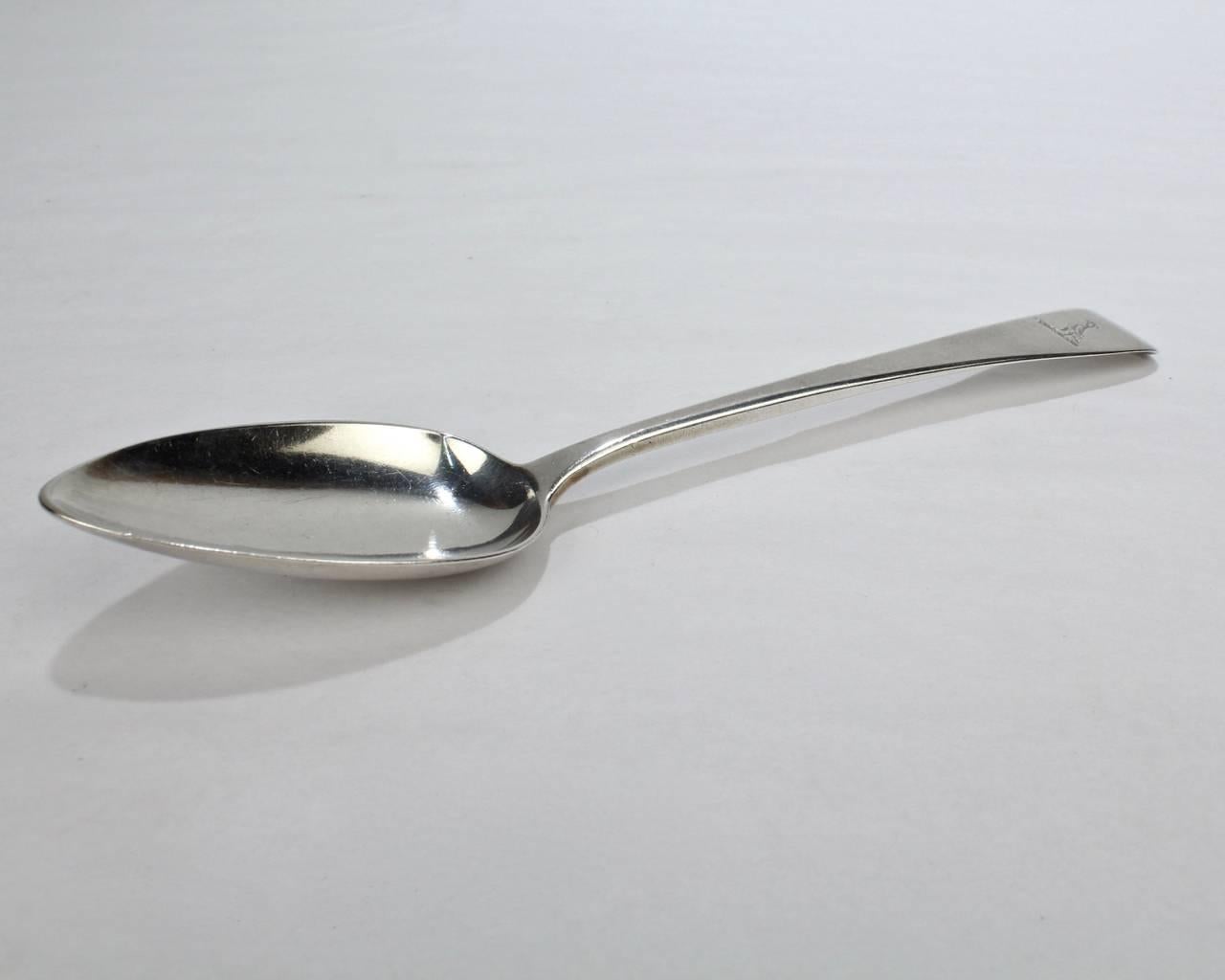19th Century Eight Crested Georgian English Sterling Silver Spoons by William Ely I