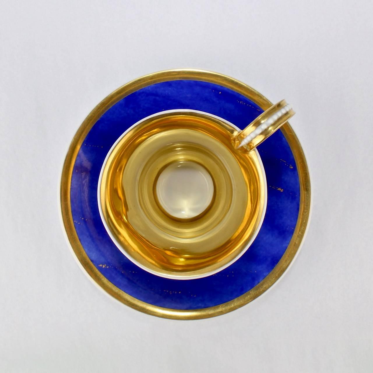 Antique KPM Royal Berlin Porcelain Lapis Blue Ground Cameo Portrait Cup & Saucer 5