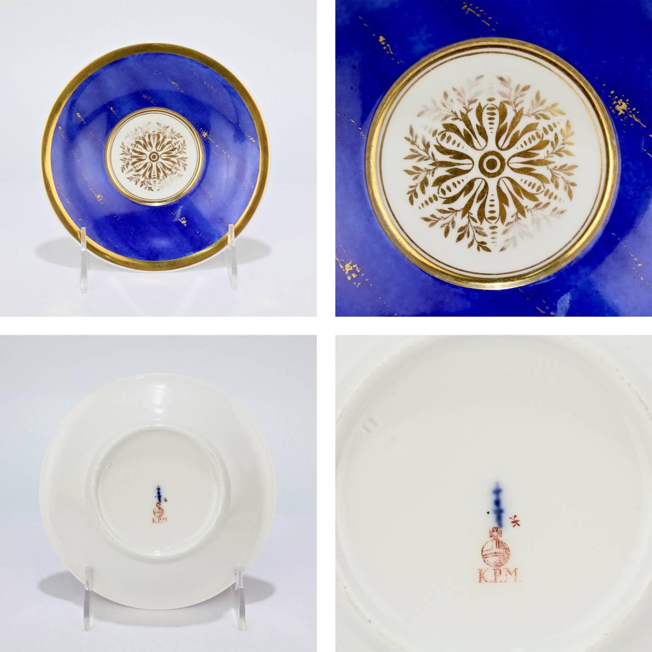 Antique KPM Royal Berlin Porcelain Lapis Blue Ground Cameo Portrait Cup & Saucer 8