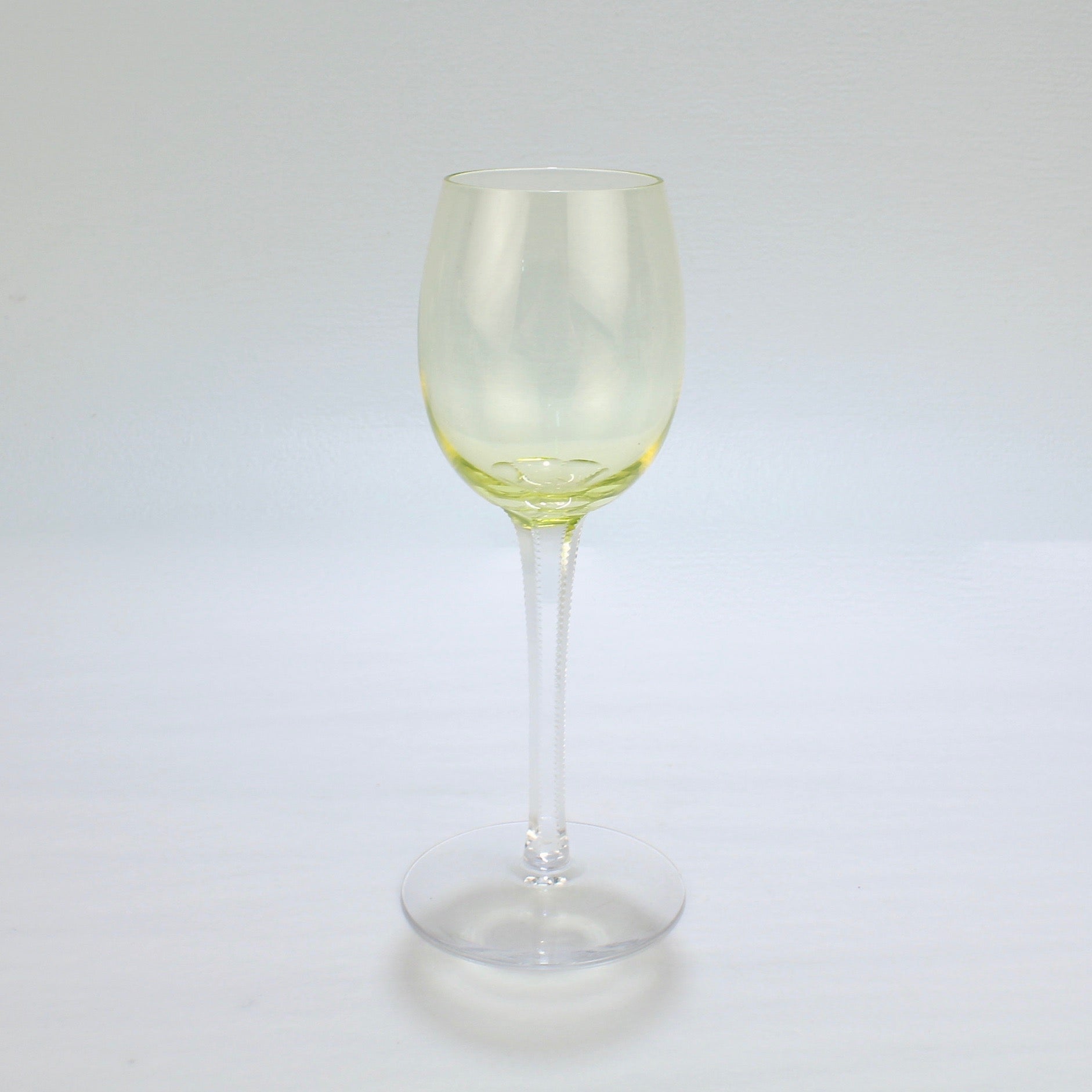 Set of 6 German or Austrian Art Nouveau Yellow Glass Wine Stems or Goblets