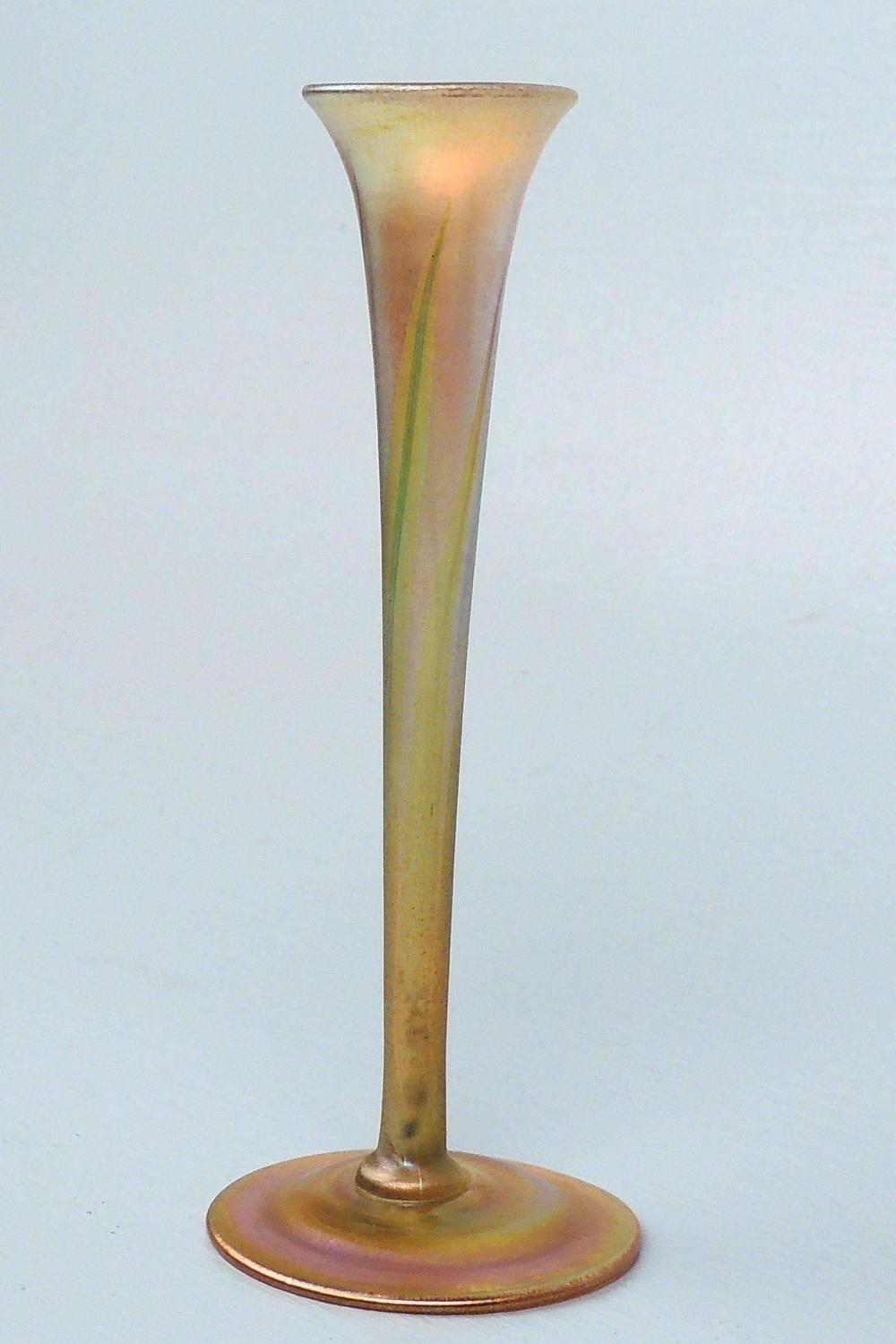 Fine Louis Comfort Tiffany Favrile Glass Pulled Feather Trumpet Form