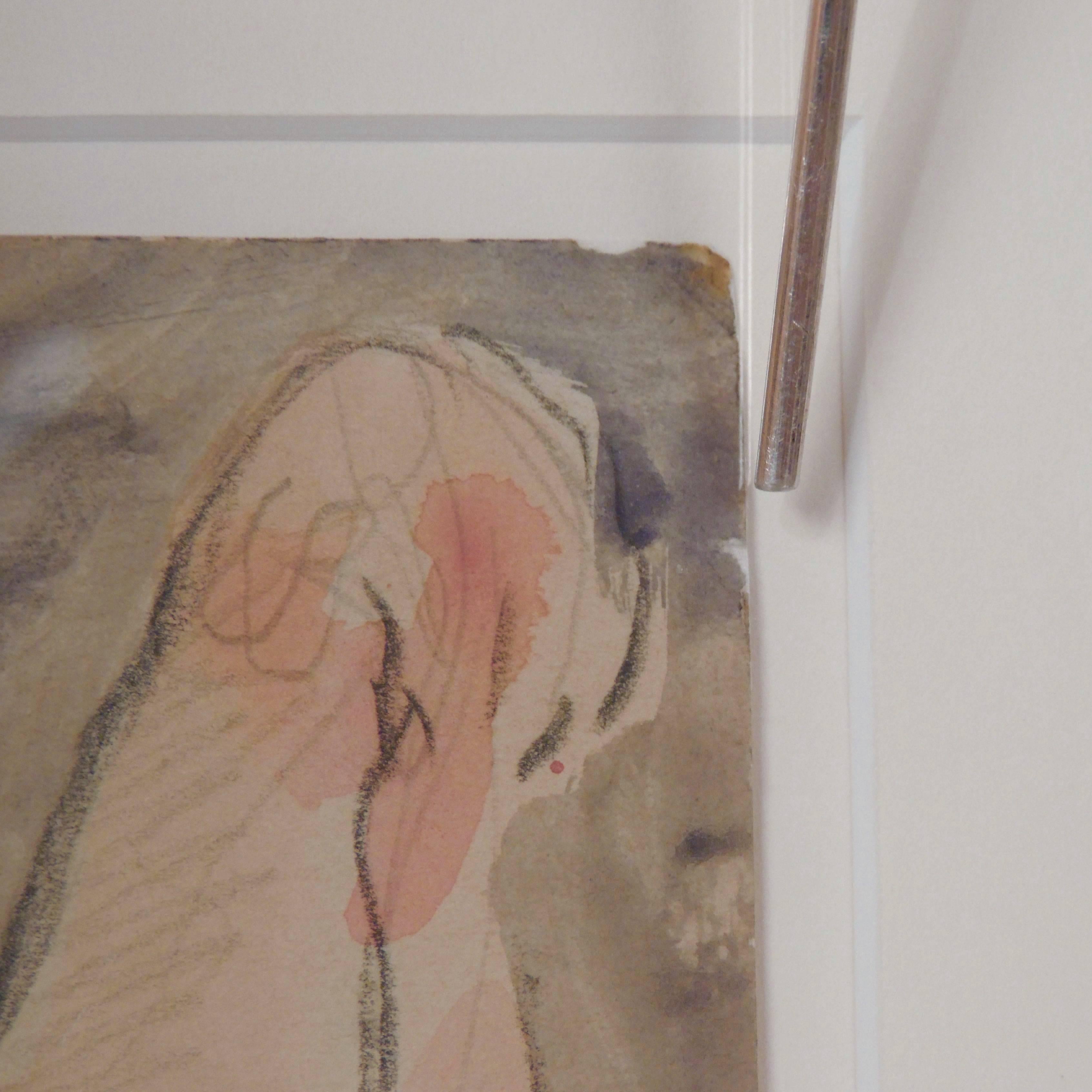20th Century Modernist Watercolored Drawing of Dancer Isadora Duncan, by Abraham Walkowitz