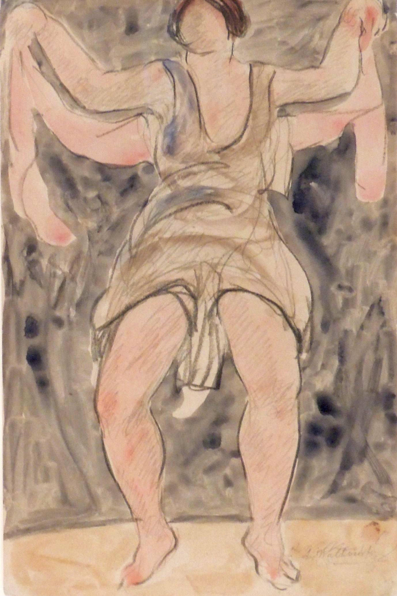 Modernist Watercolored Drawing of Dancer Isadora Duncan, by Abraham Walkowitz 3
