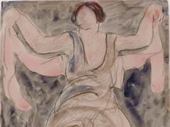 Modernist Watercolored Drawing of Dancer Isadora Duncan, by Abraham Walkowitz
