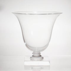 Mid-Century Steuben Crystal or Glass Footed Vase