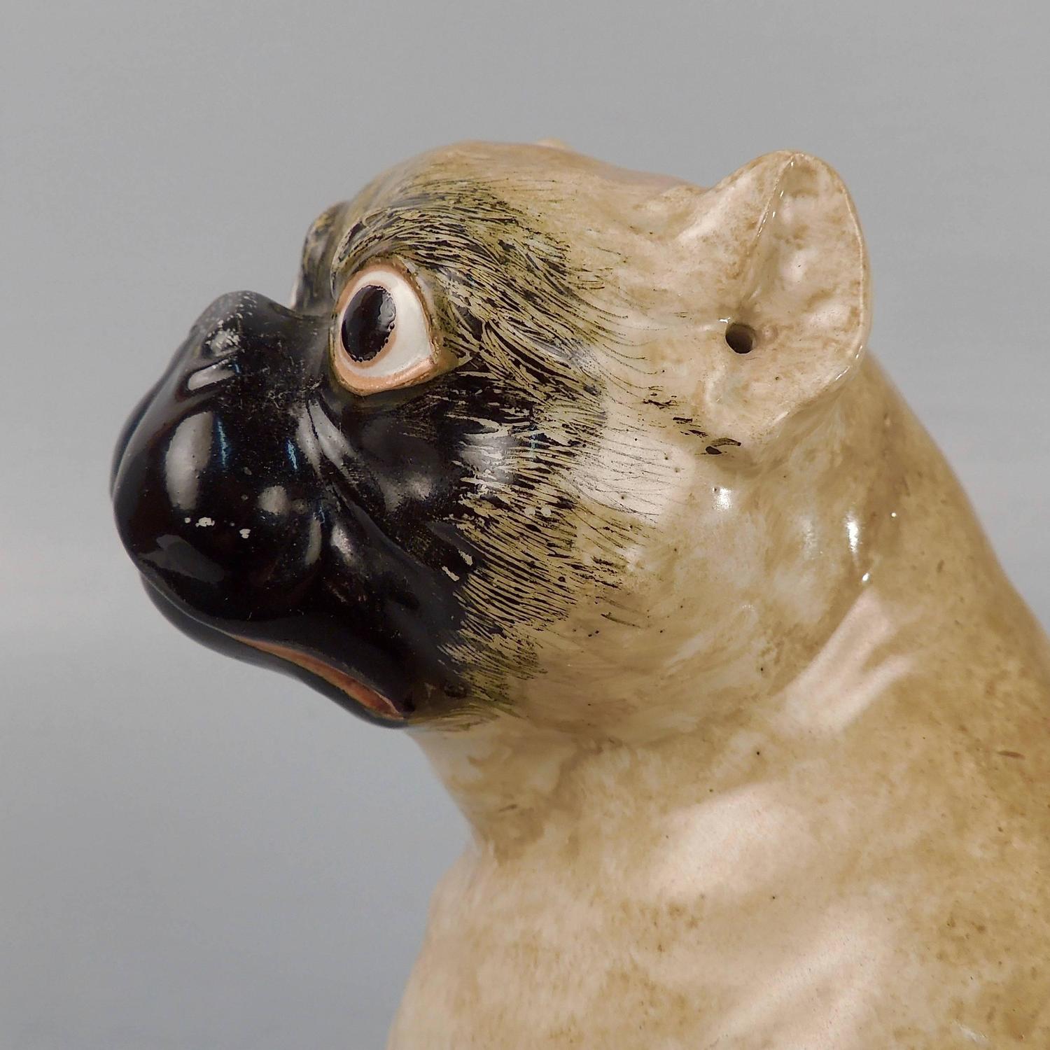 19th Century Chamberlain Worcester English Porcelain Model of Pug Dog