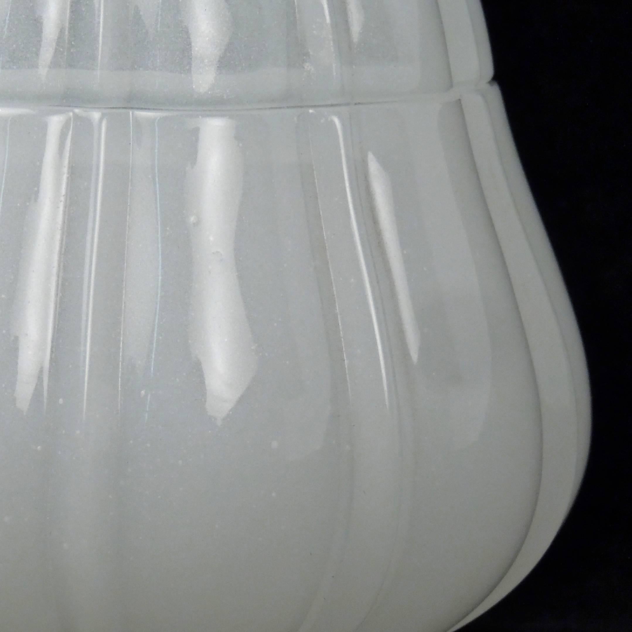 20th Century Fine Baccarat White Opaline Art Glass Pear Form Lidded Dresser Jar or Box