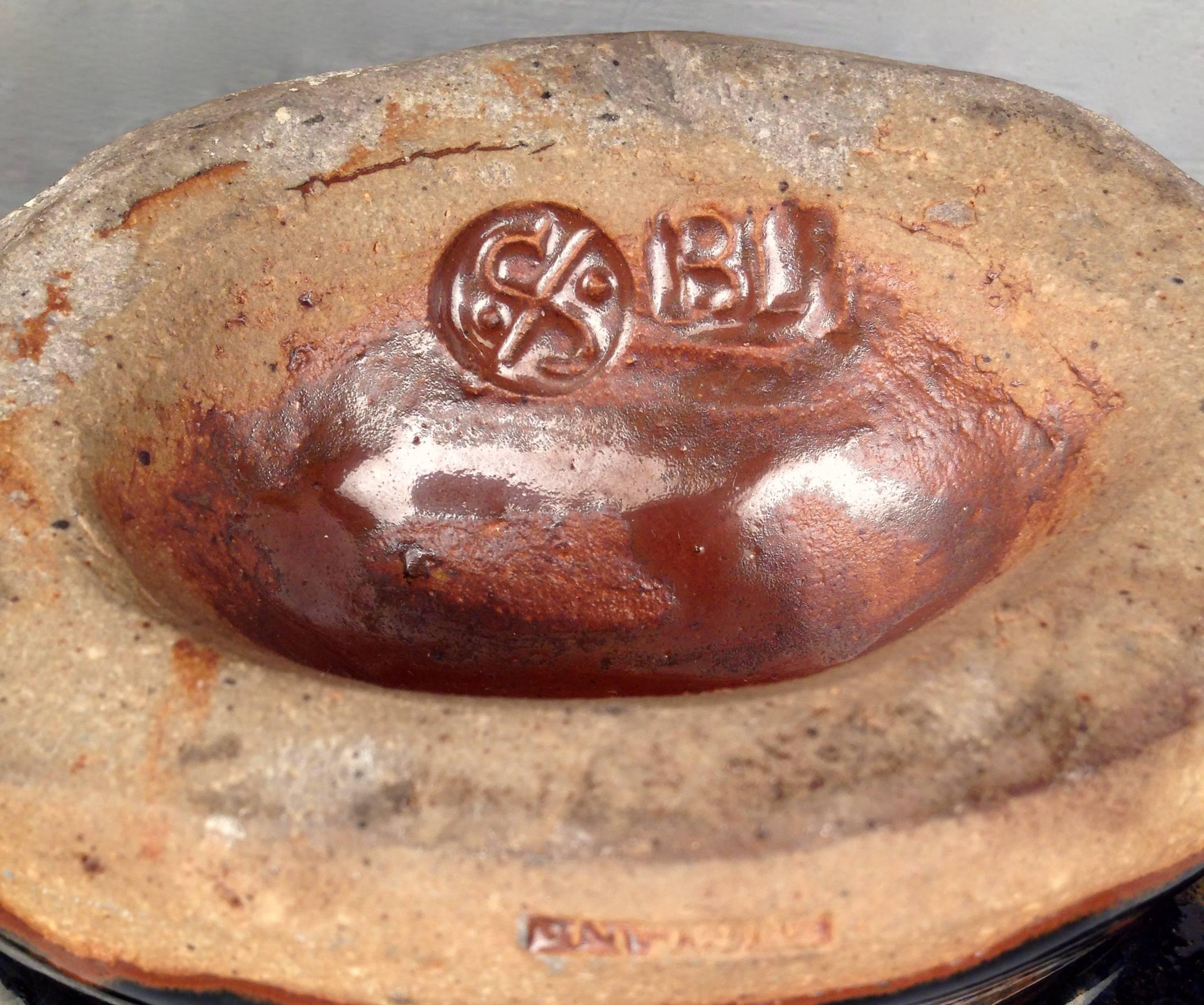 Tenmoku Stoneware Square Bottle Vase, St. Ives Pottery, by Bernard Leach 1