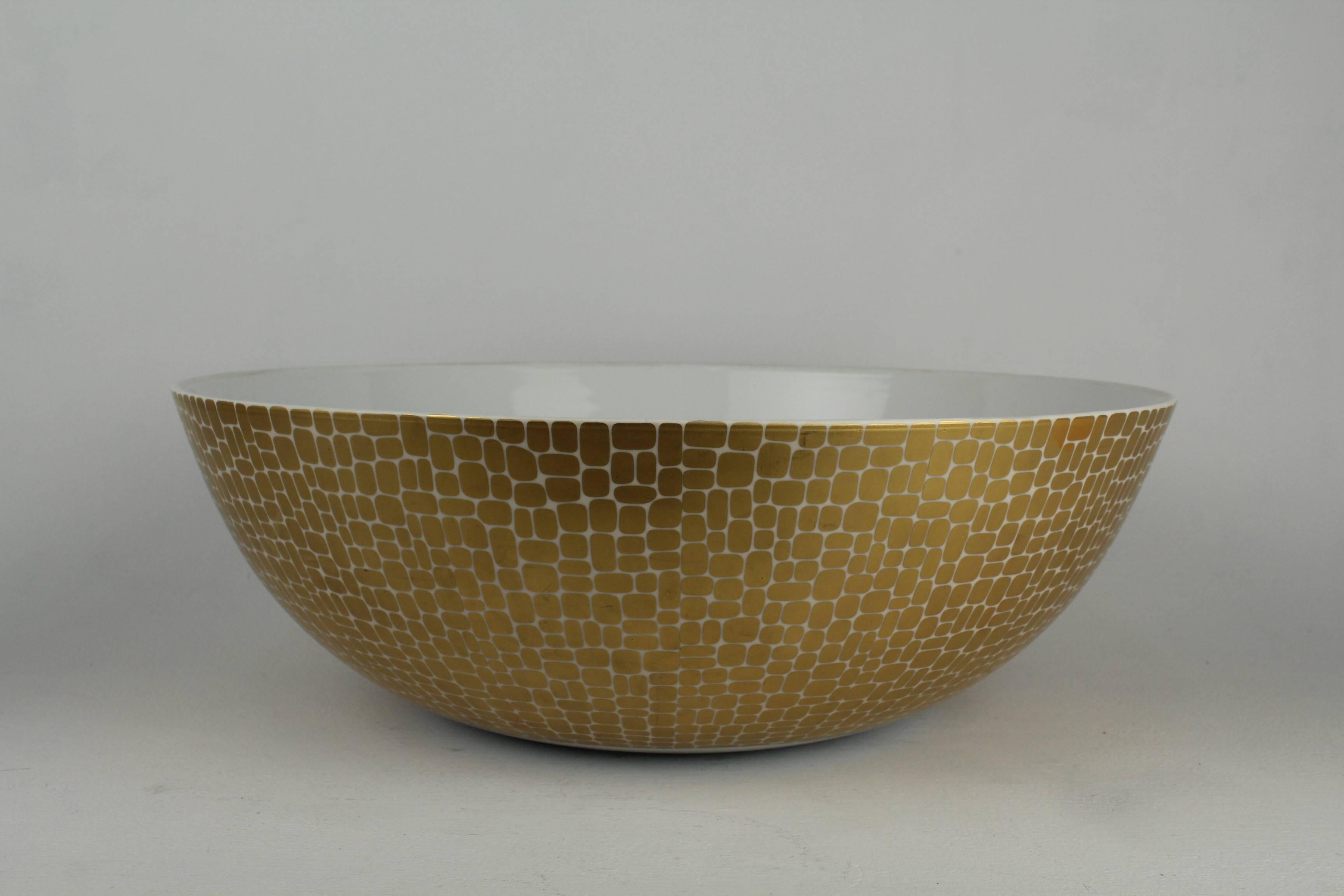 Gilt Large Metropol Punch Porcelain Bowl by Emilio Pucci for Rosenthal Studio Linie
