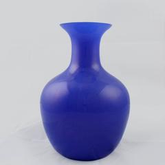 Large Vetri Murano Salviati & Co. Blue Italian Glass Vase