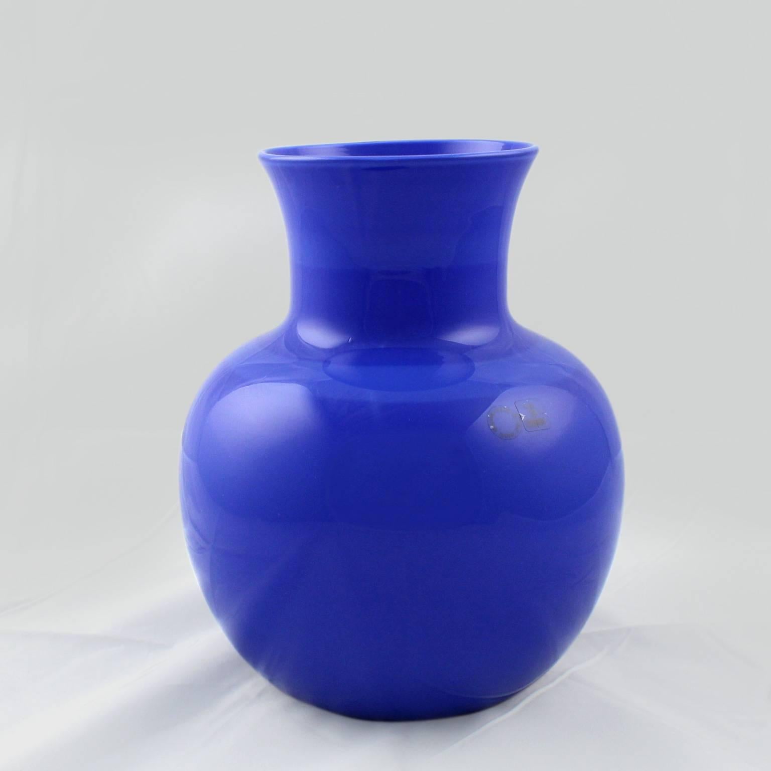 Venini Incalmo Two-Tone Blue Italian Art Glass Vase for Vetri Murano, 1983 3