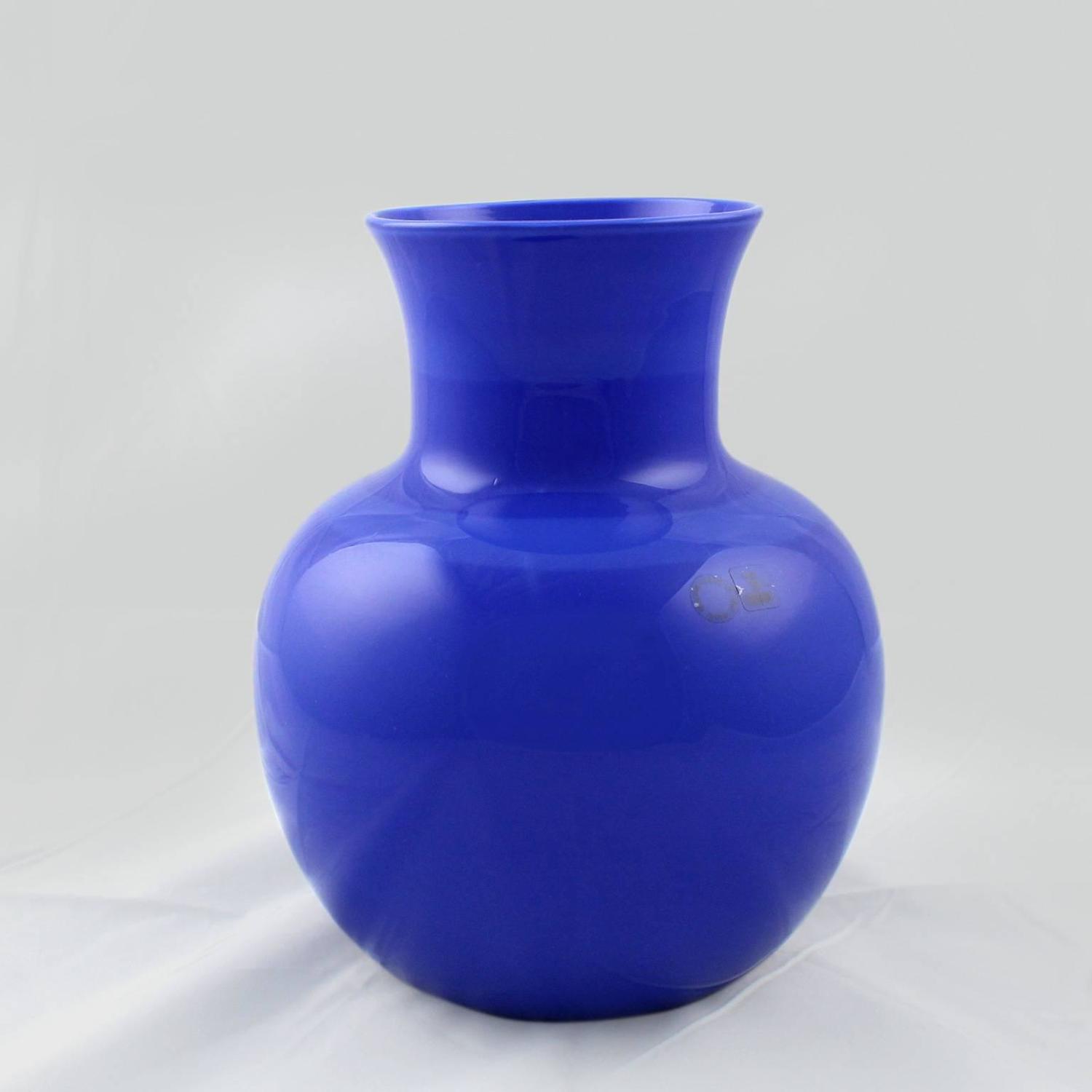 Venini Incalmo TwoTone Blue Italian Art Glass Vase for Vetri Murano
