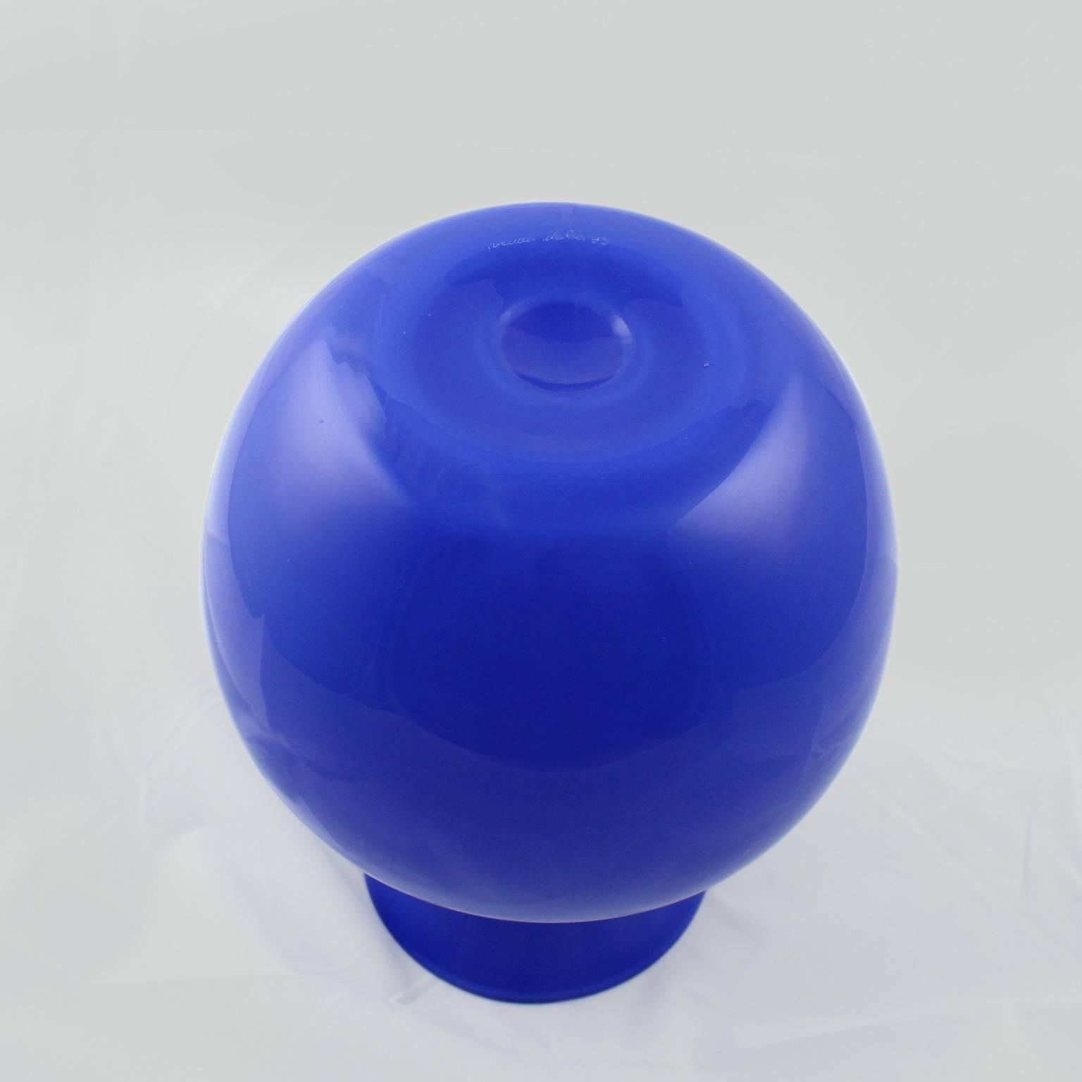 20th Century Venini Incalmo Two-Tone Blue Italian Art Glass Vase for Vetri Murano, 1983