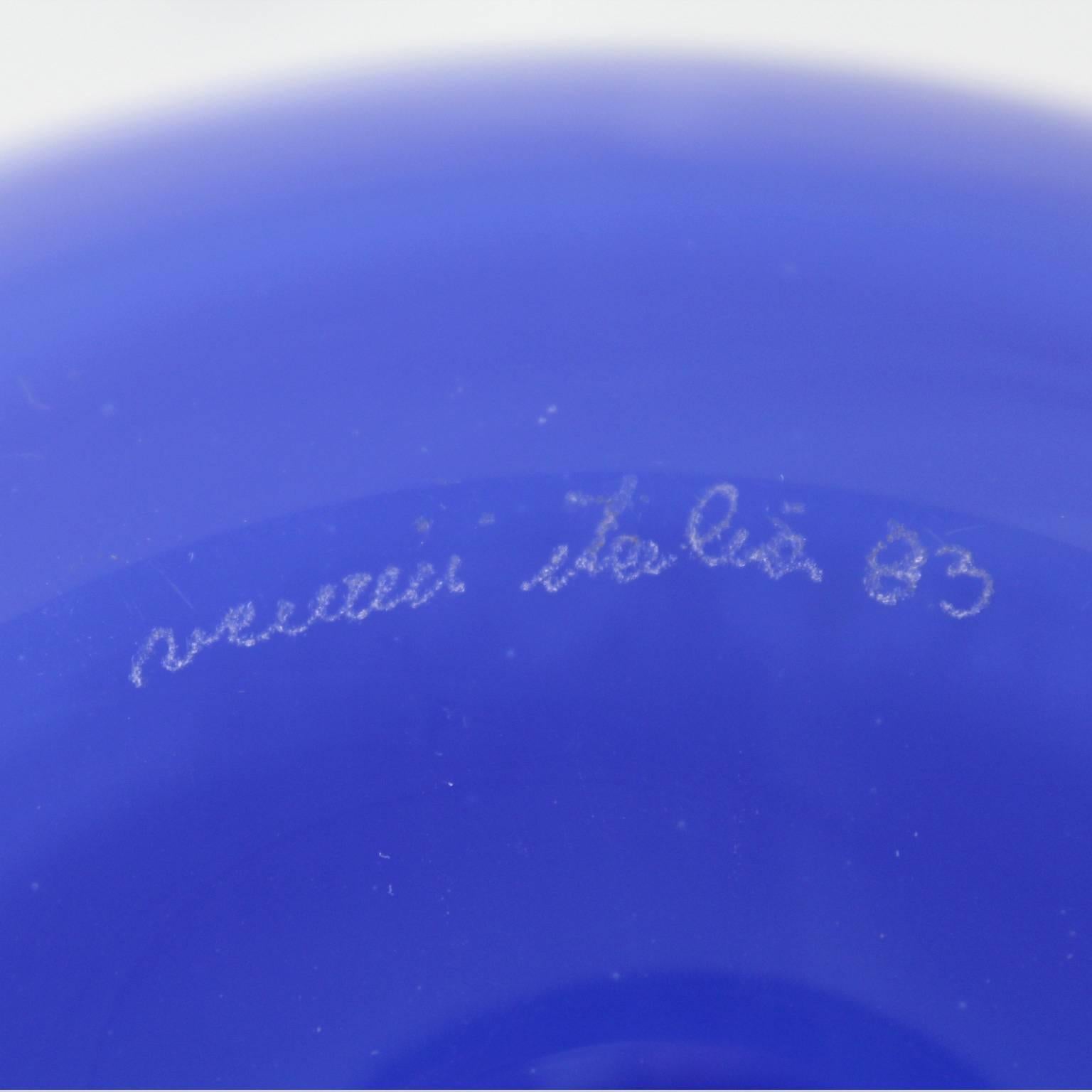 Venini Incalmo Two-Tone Blue Italian Art Glass Vase for Vetri Murano, 1983 2