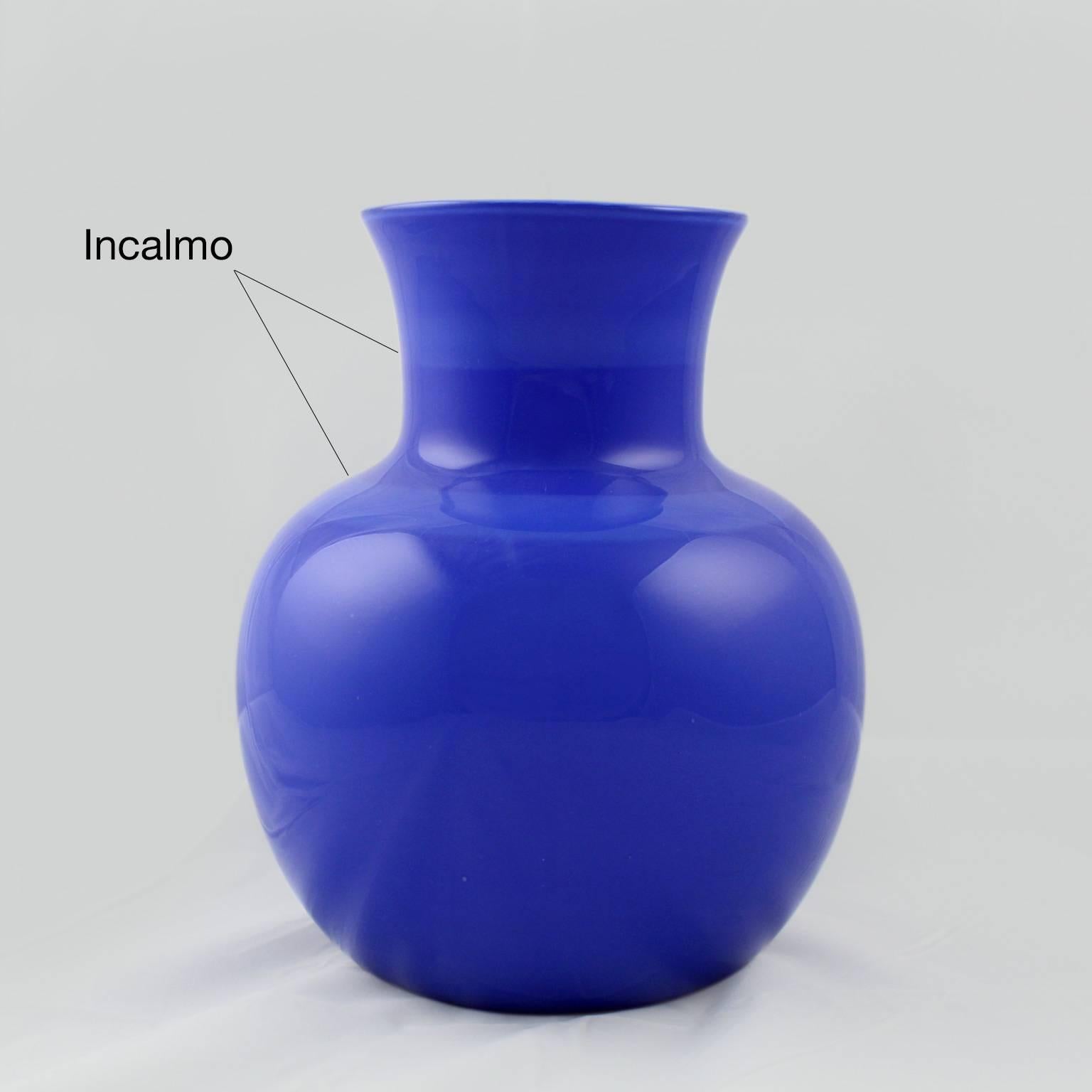 Venini Incalmo Two-Tone Blue Italian Art Glass Vase for Vetri Murano, 1983 1