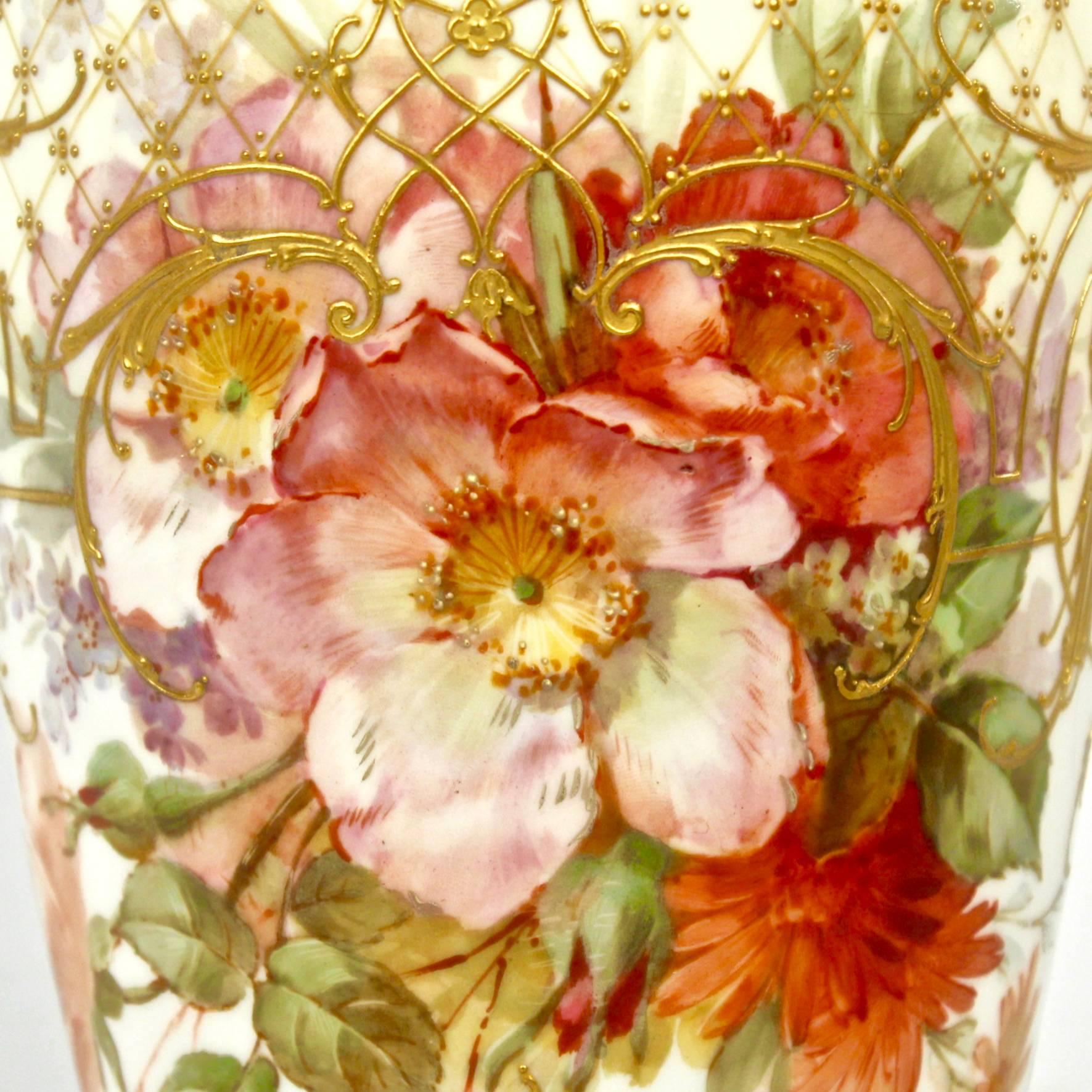 German Museum Quality KPM Berlin Pâte Sur Pâte Porcelain Vase with Young Girl at Harp