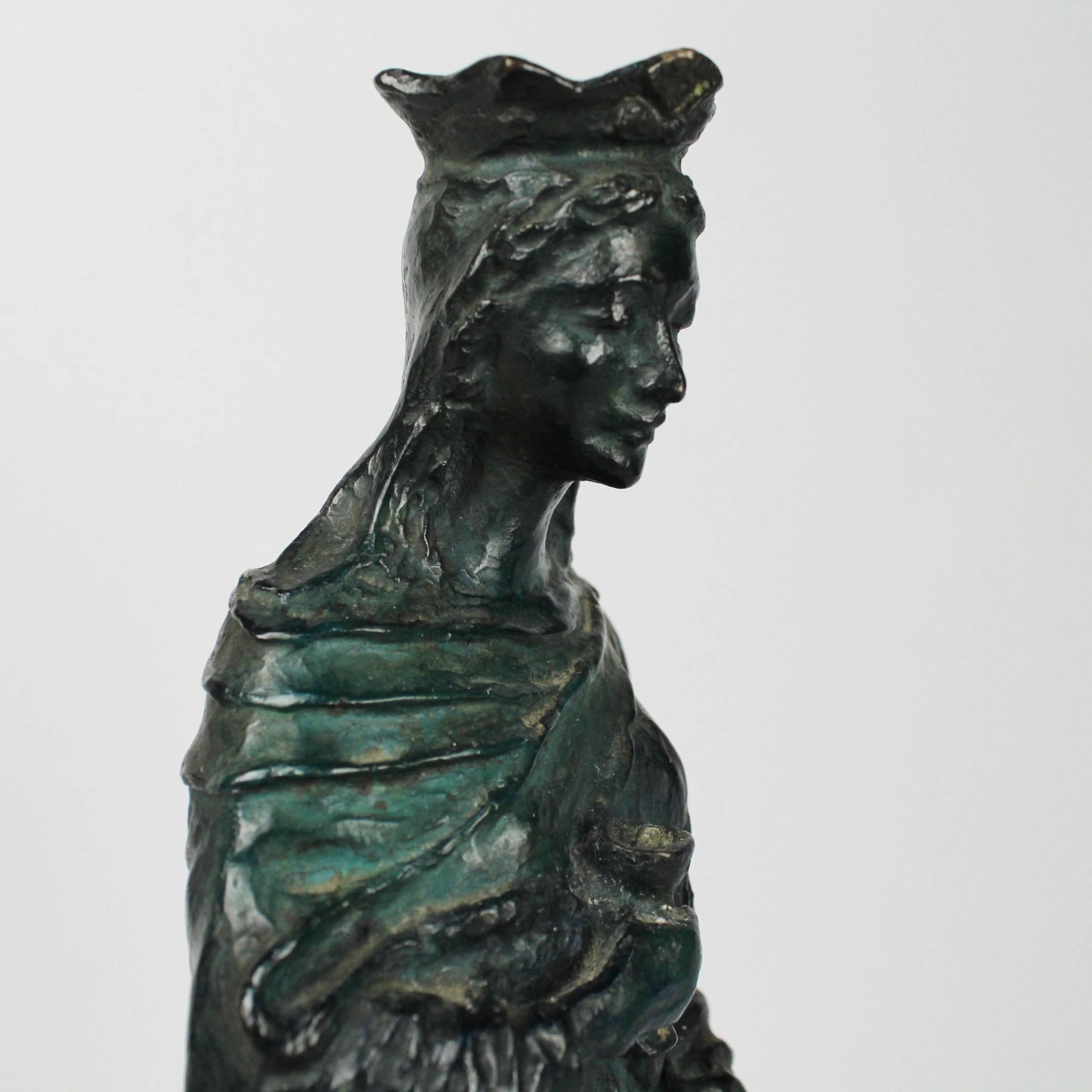 Cast Bronze Sculpture of Saint, Santa, Barbara by California Artist Francis Sedgwick