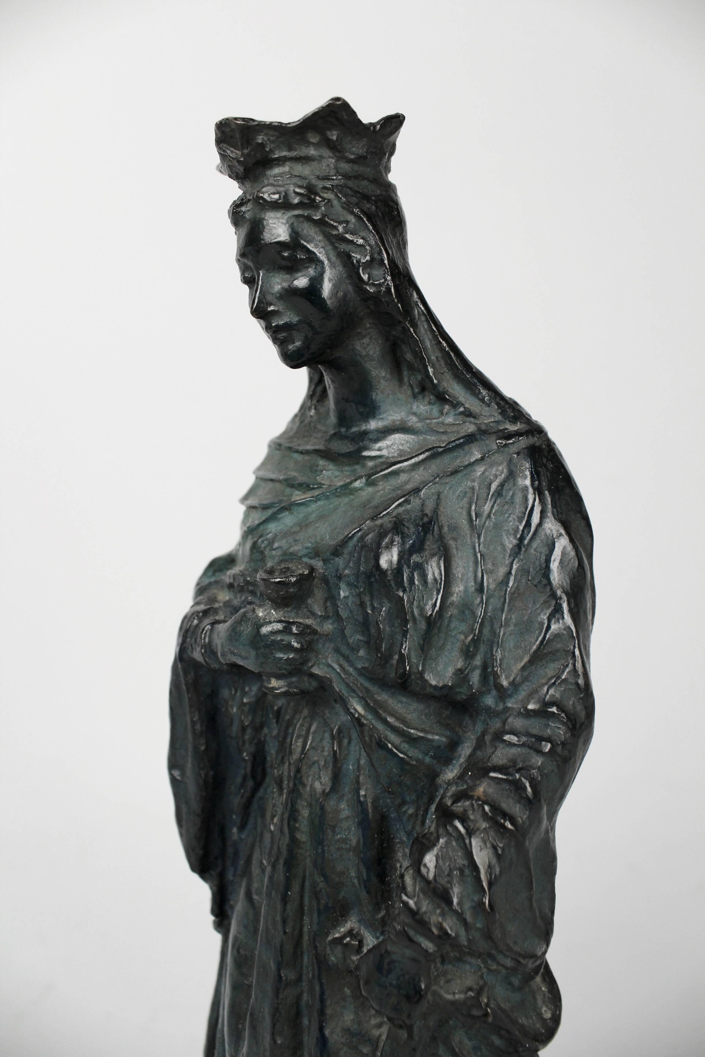 Bronze Sculpture of Saint, Santa, Barbara by California Artist Francis Sedgwick In Good Condition In Philadelphia, PA